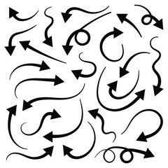 Set of Hand-Drawn Sketch Arrow Vector Icons.