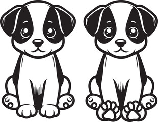 Black & White Puppy Dog Vector