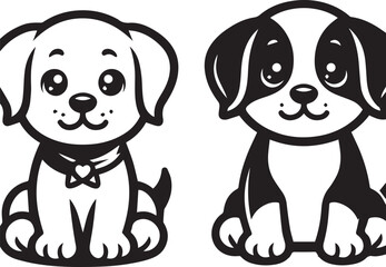Black & White Puppy Dog Vector