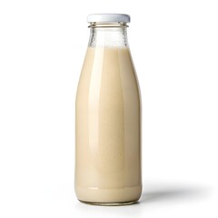 Creamy Light Beverage in Clear Glass Bottle