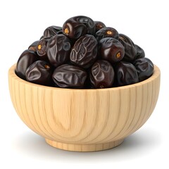 Sweet Dates in a Wooden Bowl Delicious and Healthy Dried Fruit