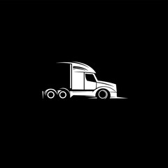truck logistic vector silhouette logo template. perfect for delivery or transportation industry logo. simple with dark grey color