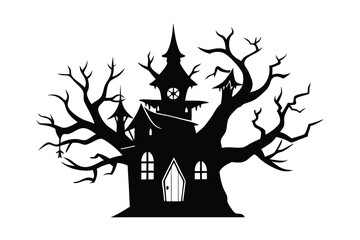 halloween castle silhouette