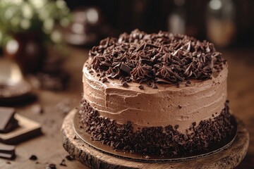 Delicious Chocolate Cake With Chocolate Shavings