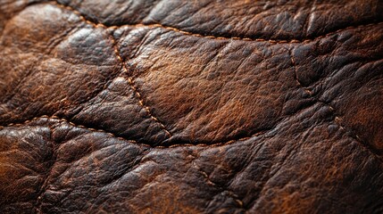 Close-up Macro Photograph of Brown Leather Texture