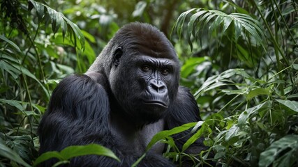 Obraz premium Gorilla Sitting in Foliage