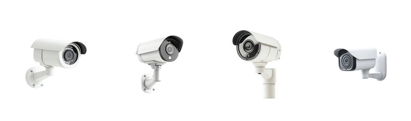 Modern surveillance cameras displaying various designs and styles for security monitoring