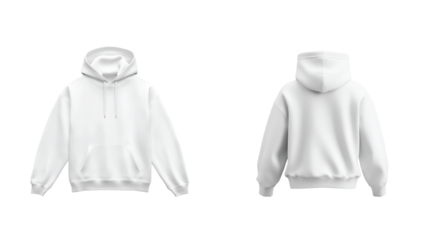 Plain white hoodie front and back view for casual outfit ideas and fashion inspiration