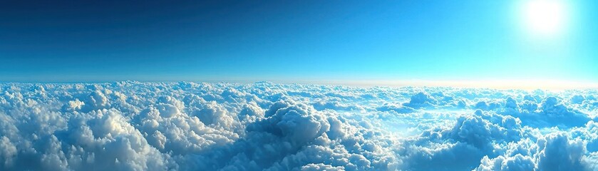 The stunning aerial view of a vast sky full of clouds