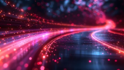 Obraz premium Abstract Pink and Blue Light Streaks with Bokeh for Technology Backgrounds