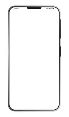 Realistic empty smartphone layout. High-quality realistic version of a smartphone with a white screen. EPS 10 Vector Illustrations