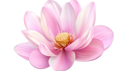 Delicate Pink Lotus Flower on White Background