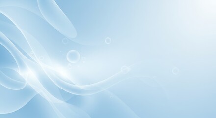 Serene Blue Abstract Background - Soft, flowing blue abstract design with subtle light effects and translucent bubbles, ideal for presentations or website backgrounds
