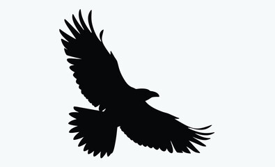Raven bird silhouette vector, black crow icon, standing raven illustration, spooky bird shape, Halloween animal graphic