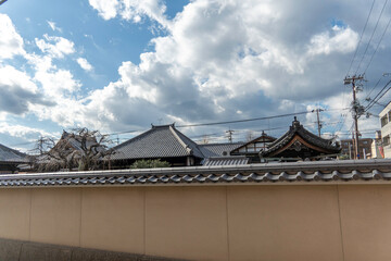 a Japanese neighborhood roof view in Kyoto