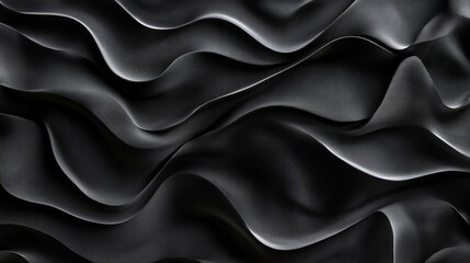 Obraz premium Abstract black waves background digital art texture graphic design pattern wallpaper dark smooth elegant 3d render