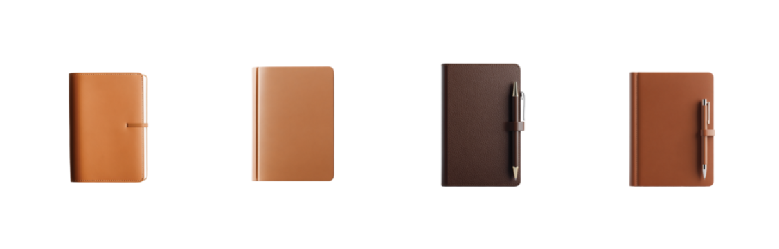 Vintage leather notebooks with pens elegant and classic stationery for writing enthusiasts