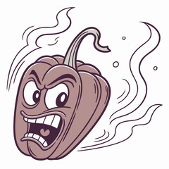 Spicy Red Pepper Steaming with Heat and Fiery Face – Bold and Fun Cartoon Vegetable Vector