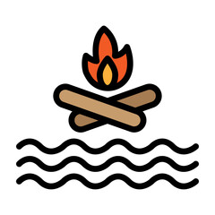 Beach Campfire Vector Filled Icon Design