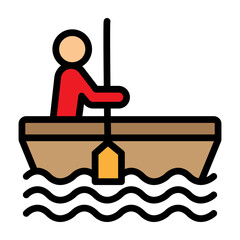 Canoeing Vector Filled Icon Design