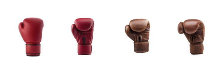 Vintage and modern boxing gloves side by side displaying unique designs