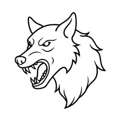 werewolf howling line art on white background  (1).eps