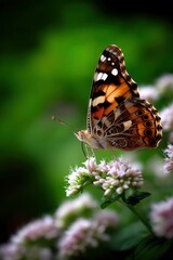 Obraz premium Butterfly rests on flowers in nature's beauty