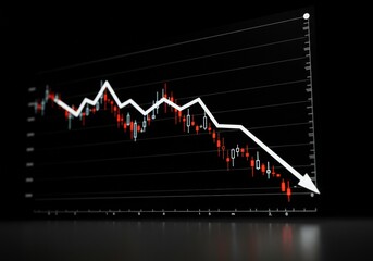 Stock market crash chart with downward trend. Indicating financial crisis and economic recession. Investment risk visualization of loss for business presentation