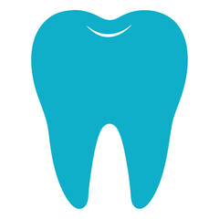 Dental Care Icon: A simplistic, illustrative representation of a single molar in a vibrant turquoise color, ideal for dental health, care, and treatment-related concepts.