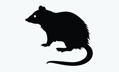 Opossum silhouette, wild animal silhouette, vector illustration