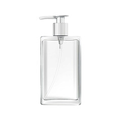 Fototapeta premium Clear Pump Dispenser Bottle with Silver Nozzle, Showcasing a Minimalist and Functional Packaging in a High-Quality PNG Image