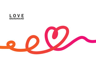 Curvy lines in shades of pink and orange create a love-themed design, including a heart symbol that conveys warmth and affection, perfect for romantic projects.
