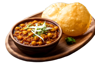 Chole bhature is a North Indian food dish. A combination of chana masala and bhatura or puri