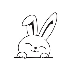 Cute Smiling Bunny Peeking Icon