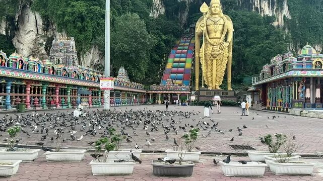 Batu Caves and golden Murugan statue, a spiritual and tourist attraction in Kuala Lumpur,Malaysia