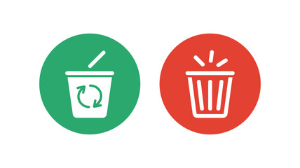 Recycling and Waste Icons: Symbolic icons conveying essential messages about waste disposal and eco-friendly practices in a straightforward and engaging way.