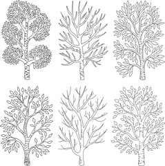 A collection of Tree vector illustration isolated On Transparent Background