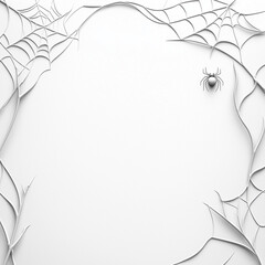 Spider in a White Web on Minimalistic Background  