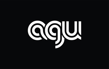 AGU Creative Unique Modern Letter Logo Design. Stylized logo featuring a unique letter design, presenting abstract minimalist aesthetics and modern appeal.