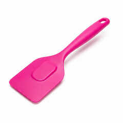 pink silicone spatula isolated on white background front view