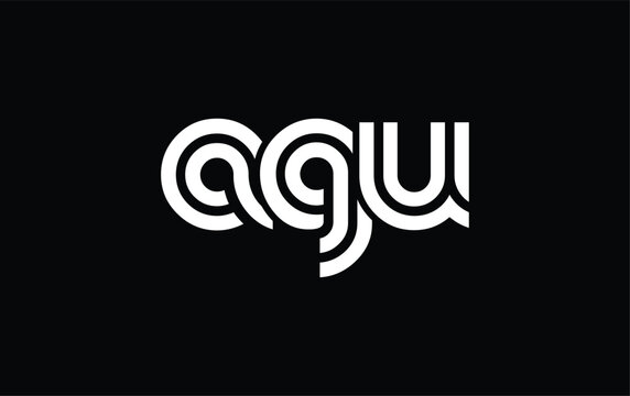 AGU Creative Unique Modern Letter Logo Design. Stylized logo featuring a unique letter design, presenting abstract minimalist aesthetics and modern appeal.