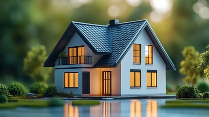 Miniature model home showcasing a modern architectural design.