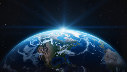Fototapeta premium Earth from Space with Cosmic Elements and Stars, cosmic beauty