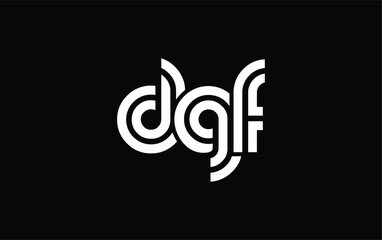 DGF Creative Unique Modern Letter Logo Design. Stylized logo featuring a unique letter design, presenting abstract minimalist aesthetics and modern appeal.