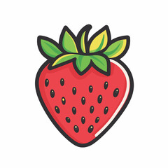 Red strawberry fruit symbol. Strawberry icon isolated. Vector illustration.