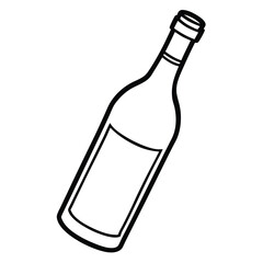 line art wine bottle with no background
