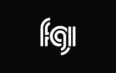 FGI Creative Unique Modern Letter Logo Design. Stylized logo featuring a unique letter design, presenting abstract minimalist aesthetics and modern appeal.