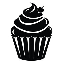 Black silhouette representing a cupcake