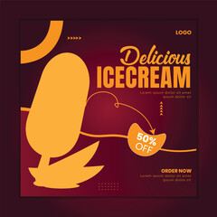 Ice cream shop Food menu social media post design template