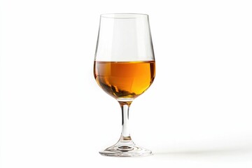 Serving Amber Wine in Glass on White Background Perfect for Advertising